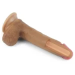 20 CM Yumuşak Dokulu Çift Katmanlı Platin Silikon Realistik Melez Penis - Dual layered Platinum Silicone Cock - Görsel 3
