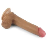 20 CM Yumuşak Dokulu Çift Katmanlı Platin Silikon Realistik Melez Penis - Dual layered Platinum Silicone Cock - Görsel 5