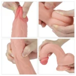 20 CM Yumuşak Dokulu Çift Katmanlı Platin Silikon Realistik Penis - Dual layered Platinum Silicone Cock - Görsel 2