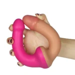 32 CM Ultra Yumuşak Esnek Çift Taraflı Realistik Dildo Pembe - Holy Dong Premium Silicone - Görsel 3