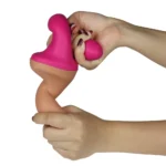 32 CM Ultra Yumuşak Esnek Çift Taraflı Realistik Dildo Pembe - Holy Dong Premium Silicone - Görsel 4