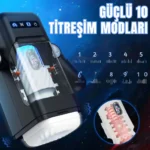 Amovibe Telefon Tutuculu Isıtmalı İleri Geri Hareketli ve Titreşimli Otomatik Suni Vajina Mastürbatör - Görsel 2