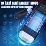 Amovibe Telefon Tutuculu Isıtmalı İleri Geri Hareketli ve Titreşimli Otomatik Suni Vajina Mastürbatör - Görsel 5