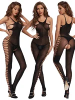 Askılı Yanları Yırtık Özel Bölgesi Açık Seksi Vücut Çorabı - Görsel 5