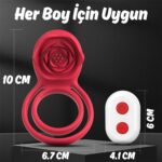 Barry RCT - Şarjlı Kablosuz Uzaktan Kumandalı Gül Tasarımlı Klitoris Uyarıcı Titreşimli Testis ve Penis Halkası - Görsel 5