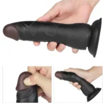 Belden Bağlamalı Titreşimli Ultra Yumuşak Gerçekçi Et Dokulu Testissiz Realistik Zenci Vibratör Dildo Penis - Görsel 4