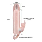 BRAVE MAN Uzatmalı Klitoris ve G-Spot Uyarıcı Titreşimli 2 in 1 Silikon Penis Kılıfı - Ten Rengi - Görsel 5