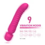 CHOBE Isıtmalı Çift Titreşim Motorlu Klitoris ve G Nokta Wand Orgazm Vibratör - Pembe - Görsel 3