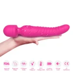 CHOBE Isıtmalı Çift Titreşim Motorlu Klitoris ve G Nokta Wand Orgazm Vibratör - Pembe - Görsel 4