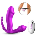 M6 Şarjlı Uzaktan Kumandalı Isıtmalı 3 in 1 Anal G-Spot Klitoris Emiş Uyarıcı Giyilebilir Vibratör - Görsel 5