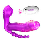 M6 Şarjlı Uzaktan Kumandalı Isıtmalı 3 in 1 Anal G-Spot Klitoris Emiş Uyarıcı Giyilebilir Vibratör - Görsel 6