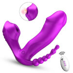 M6 Şarjlı Uzaktan Kumandalı Isıtmalı 3 in 1 Anal G-Spot Klitoris Emiş Uyarıcı Giyilebilir Vibratör - Görsel 7