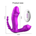 M6 Şarjlı Uzaktan Kumandalı Isıtmalı 3 in 1 Anal G-Spot Klitoris Emiş Uyarıcı Giyilebilir Vibratör - Görsel 8