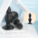 DRU Güçlü Vantuzlu Spiral Boğumlu Tasarım Silikon Anal Plug - Görsel 2