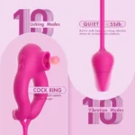 ESSENCE Kuyruklu Prostat Uyarıcı Plug ve Klitoris Uyarıcı Dil Vibratörlü Penis Halkası - Görsel 2