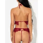 Fantezi Kırmızı Dantel Alt Üst Seksi Jartiyer Takım - Görsel 4