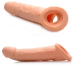 Gerçekçi Doku Penis Büyütücü ve Kalınlaştırıcı 3 CM Uzatmalı Testis Halkalı Realistik Penis Kılıfı 21 CM - Görsel 3