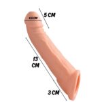 Gerçekçi Doku Penis Büyütücü ve Kalınlaştırıcı 3 CM Uzatmalı Testis Halkalı Realistik Penis Kılıfı 21 CM - Görsel 6