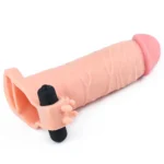 Gerçekçi Doku Penis Büyütücü Kalınlaştırıcı 3 CM Uzatmalı Klitoris Uyarıcı Titreşimli Realistik Penis Kılıfı 16 CM - Görsel 4