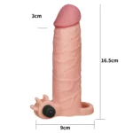 Gerçekçi Doku Penis Büyütücü Kalınlaştırıcı 3 CM Uzatmalı Klitoris Uyarıcı Titreşimli Realistik Penis Kılıfı 16 CM - Görsel 5
