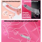 Gerçekçi Doku Penis Büyütücü ve Kalınlaştırıcı 4 CM Uzatmalı Şeffaf Realistik Penis Kılıfı 21 CM - Görsel 6