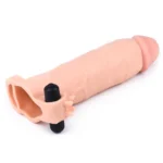 Gerçekçi Doku Penis Büyütücü ve Kalınlaştırıcı 5.5 CM Uzatmalı Klitoris Uyarıcı Titreşimli Realistik Penis Kılıfı 20 CM - Görsel 4