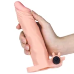 Gerçekçi Doku Penis Büyütücü Kalınlaştırıcı 5 CM Uzatmalı Klitoris Uyarıcı Titreşimli Realistik Penis Kılıfı 19 CM - Görsel 3