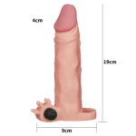 Gerçekçi Doku Penis Büyütücü Kalınlaştırıcı 5 CM Uzatmalı Klitoris Uyarıcı Titreşimli Realistik Penis Kılıfı 19 CM - Görsel 5