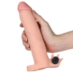Gerçekçi Doku Penis Büyütücü Kalınlaştırıcı 7.5 CM Uzatmalı Klitoris Uyarıcı Titreşimli Realistik Penis Kılıfı 20 CM - Görsel 3