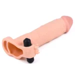 Gerçekçi Doku Penis Büyütücü Kalınlaştırıcı 7.5 CM Uzatmalı Klitoris Uyarıcı Titreşimli Realistik Penis Kılıfı 20 CM - Görsel 4