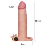 Gerçekçi Doku Penis Büyütücü Kalınlaştırıcı 7.5 CM Uzatmalı Klitoris Uyarıcı Titreşimli Realistik Penis Kılıfı 20 CM - Görsel 5