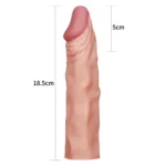 Gerçekçi Doku Penis Büyütücü ve Kalınlaştırıcı 5 CM Uzatmalı Realistik Penis Kılıfı 18 CM - Görsel 5