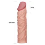 Gerçekçi Doku Penis Büyütücü ve Kalınlaştırıcı 5 CM Uzatmalı Realistik Penis Kılıfı 19 CM - Görsel 5