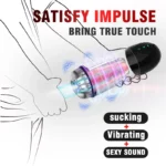 Masterbator - Şarjlı İnleme Sesli Titreşimli ve Emiş Güçlü Penis Pompası Suni Vajina Tam Otomatik Mastürbatör - Görsel 2