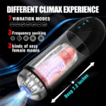 Masterbator - Şarjlı İnleme Sesli Titreşimli ve Emiş Güçlü Penis Pompası Suni Vajina Tam Otomatik Mastürbatör - Görsel 3