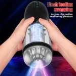 Masterbator - Şarjlı İnleme Sesli Titreşimli ve Emiş Güçlü Penis Pompası Suni Vajina Tam Otomatik Mastürbatör - Görsel 4