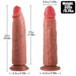 Hardy - Ultra Yumuşak Doku Testissiz Realistik Dildo Çift Katmanlı Silikon Gerçekçi Yapay Penis 22 CM - Görsel 5