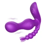 JAIN Kablosuz Kumandalı G-Spot Anal ve Klitoris Uyarıcı Külot İçi Giyilebilir 3 in 1 Vibratör - Mor - Görsel 2