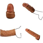 Gerçekçi Doku Penis Büyütücü ve Kalınlaştırıcı 5 CM Uzatmalı Testis Halkalı Realistik Penis Kılıfı 20 CM - Görsel 2