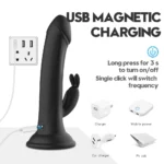 King Caesar Şarjlı Vantuzlu G Nokta ve Klitoris Uyarıcı 2 in 1 Yapay Penis Rabbit Vibratör - Görsel 5