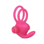 Klitoris Uyarıcı Titreşimli Silikon Penis Halkası Pembe - Power Clit Duo Silicone Cockring - Görsel 3