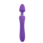 LEBOOM Çift Taraflı Klitoris ve G-Spot Uyarıcı Wand Massager Dildo Vibratör - Mor - Görsel 3