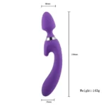 LEBOOM Çift Taraflı Klitoris ve G-Spot Uyarıcı Wand Massager Dildo Vibratör - Mor - Görsel 4