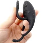 Şarjlı Anal Vajina Klitoris Uyarıcı 3 in 1 Vibratör Güçlü Titreşimli Penis Halkası - Görsel 4