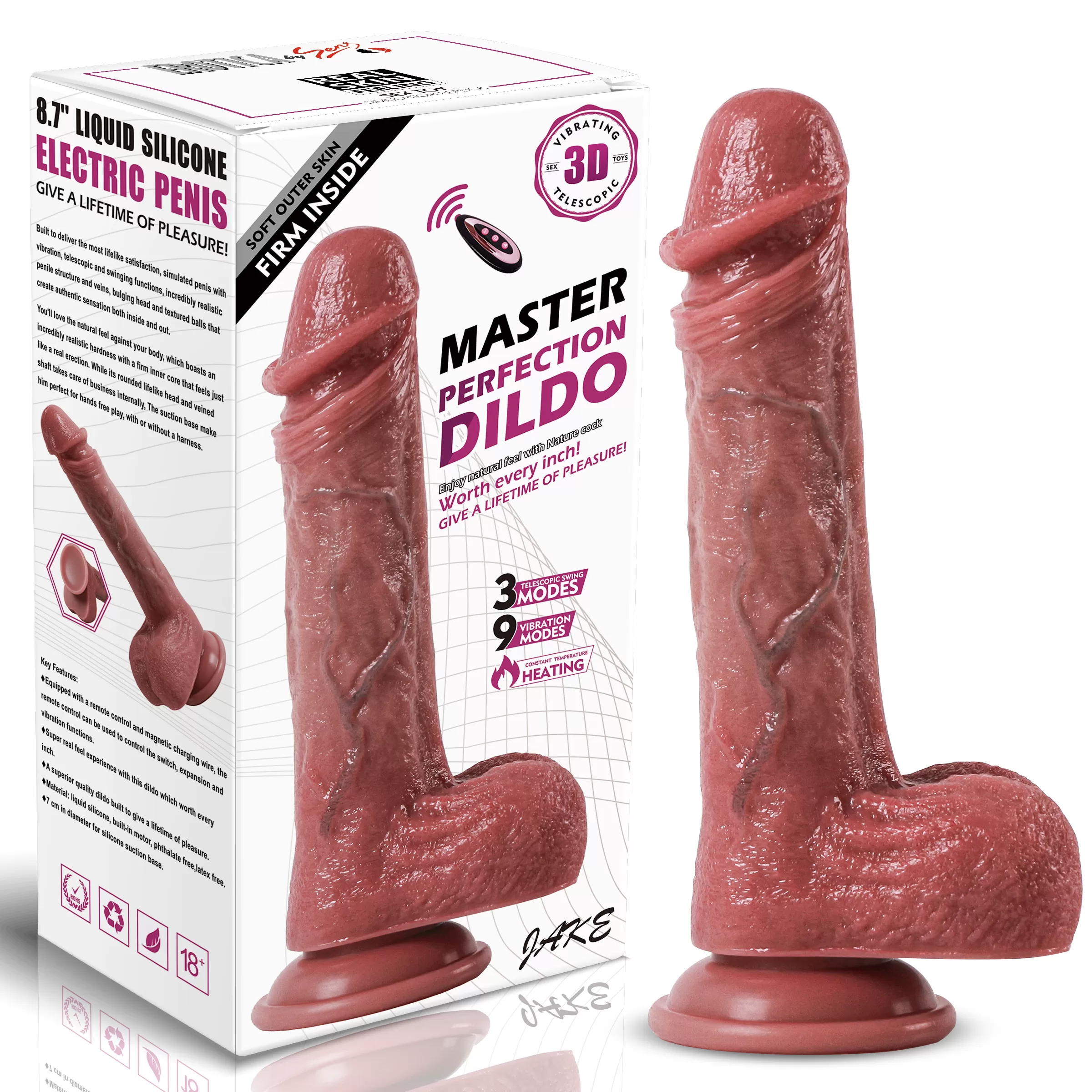 Jake - Şarjlı Kumandalı Isıtmalı İleri Geri Hareketli ve Rotasyonlu Gerçekçi Damarlı Yapay Penis Vibrator - 1 Jake - Şarjlı Kumandalı Isıtmalı İleri Geri Hareketli ve Rotasyonlu Gerçekçi Damarlı Yapay Penis Vibrator - Görsel 1