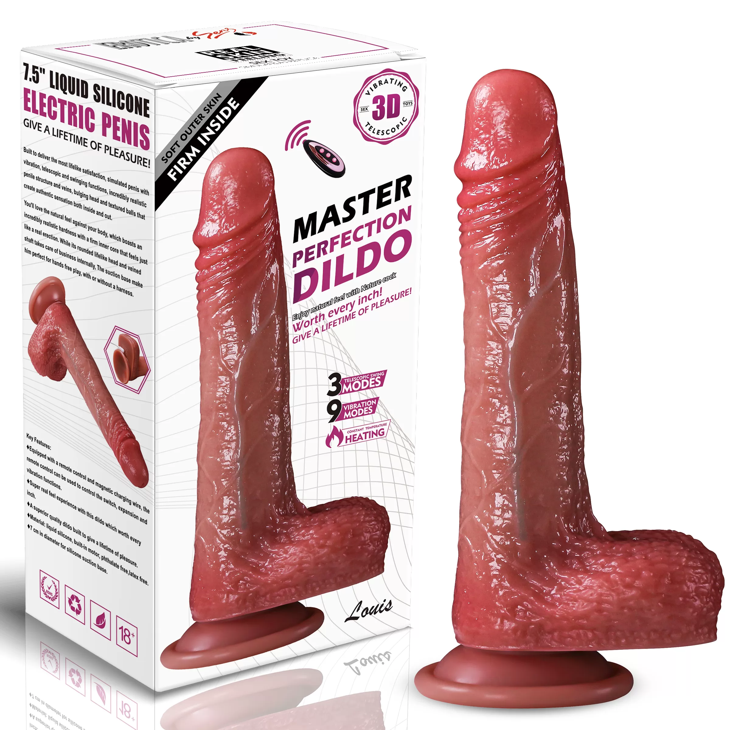 Louis - Şarjlı Kumandalı Isıtmalı İleri Geri Hareketli ve Rotasyonlu Gerçekçi Damarlı Yapay Penis Vibrator - 1 Louis - Şarjlı Kumandalı Isıtmalı İleri Geri Hareketli ve Rotasyonlu Gerçekçi Damarlı Yapay Penis Vibrator - Görsel 1