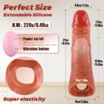 David - Uzaktan Kumandalı Şarjlı Güçlü Titreşimli Ultra Realistik Uzatmalı Penis Kılıfı - Görsel 5