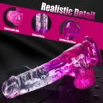 MYST COLOR Dildo Realistik Jel Dokuda Vantuzlu Ultra Yumuşak Şeffaf Mor Yapay Penis - Görsel 2