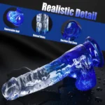 MYST COLOR Dildo Realistik Jel Dokuda Vantuzlu Ultra Yumuşak Şeffaf Mavi Yapay Penis - Görsel 2