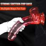 MYST COLOR Dildo Realistik Jel Dokuda Vantuzlu Ultra Yumuşak Şeffaf Kırmızı Yapay Penis - Görsel 3